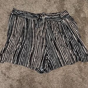 Robert Louis Black and White Striped High Waist Shorts